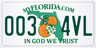 FL license plate 0034VL