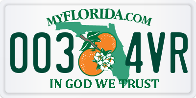 FL license plate 0034VR