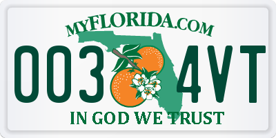 FL license plate 0034VT