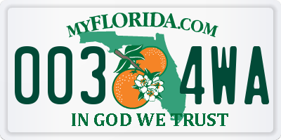 FL license plate 0034WA