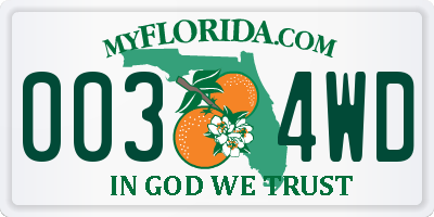 FL license plate 0034WD