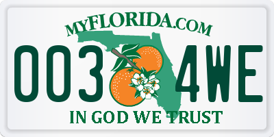 FL license plate 0034WE