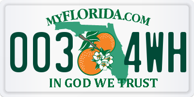 FL license plate 0034WH