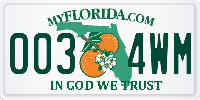 FL license plate 0034WM