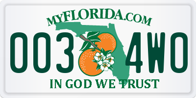 FL license plate 0034WO