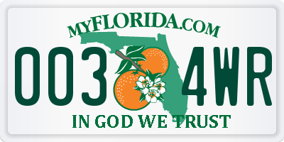 FL license plate 0034WR