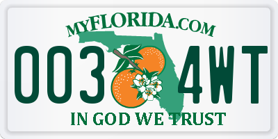 FL license plate 0034WT