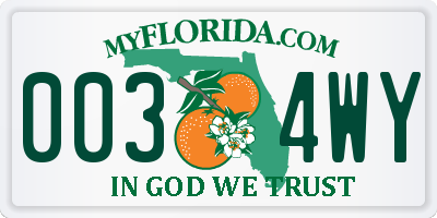 FL license plate 0034WY