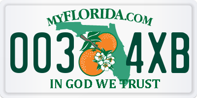 FL license plate 0034XB