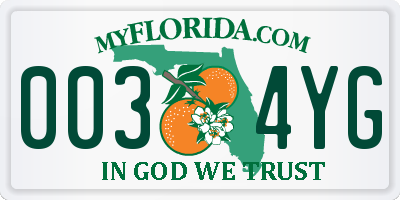 FL license plate 0034YG