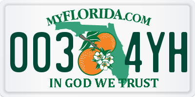 FL license plate 0034YH