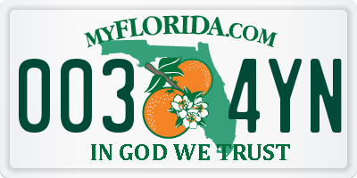 FL license plate 0034YN