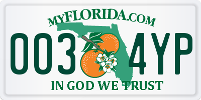 FL license plate 0034YP