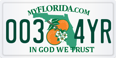 FL license plate 0034YR