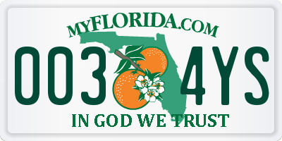 FL license plate 0034YS
