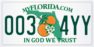 FL license plate 0034YY