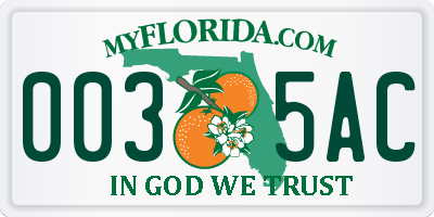 FL license plate 0035AC