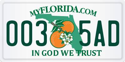 FL license plate 0035AD