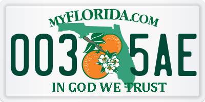 FL license plate 0035AE