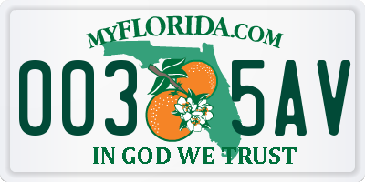 FL license plate 0035AV