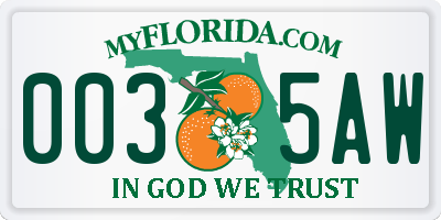 FL license plate 0035AW