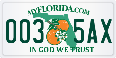 FL license plate 0035AX