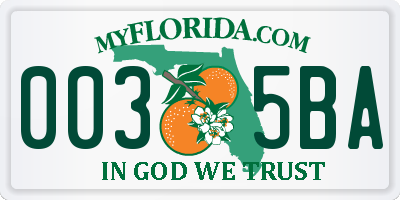 FL license plate 0035BA