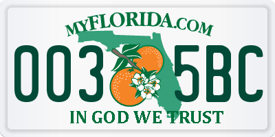 FL license plate 0035BC