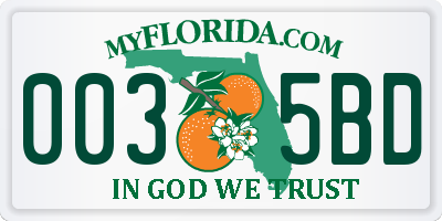 FL license plate 0035BD