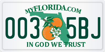 FL license plate 0035BJ