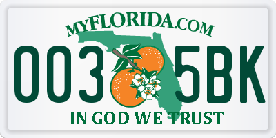 FL license plate 0035BK