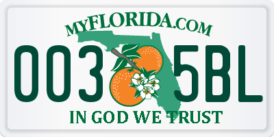 FL license plate 0035BL