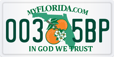 FL license plate 0035BP