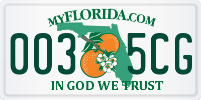 FL license plate 0035CG
