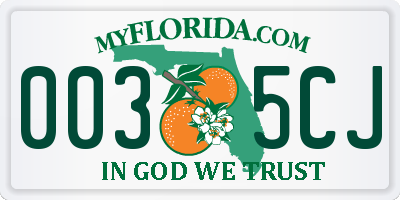 FL license plate 0035CJ