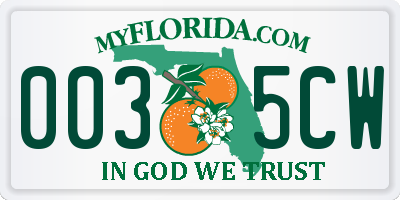 FL license plate 0035CW