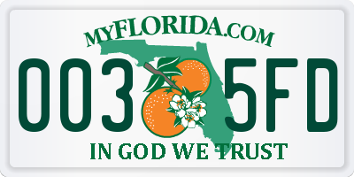 FL license plate 0035FD