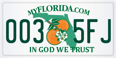FL license plate 0035FJ