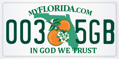 FL license plate 0035GB