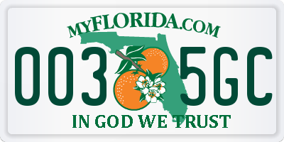 FL license plate 0035GC