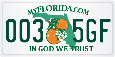 FL license plate 0035GF