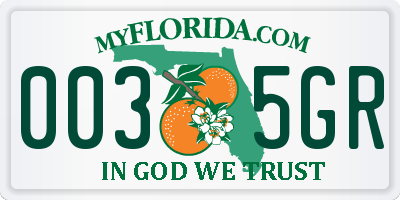 FL license plate 0035GR