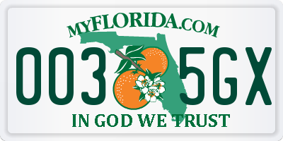 FL license plate 0035GX