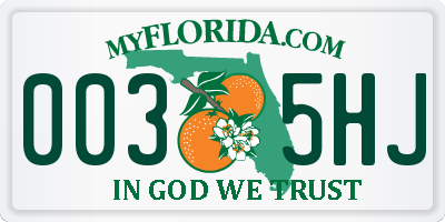 FL license plate 0035HJ