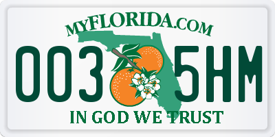 FL license plate 0035HM