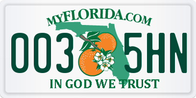 FL license plate 0035HN
