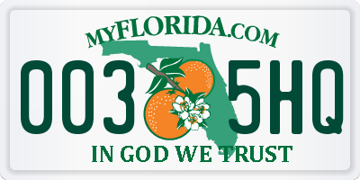 FL license plate 0035HQ