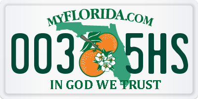 FL license plate 0035HS