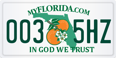 FL license plate 0035HZ