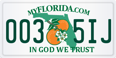 FL license plate 0035IJ